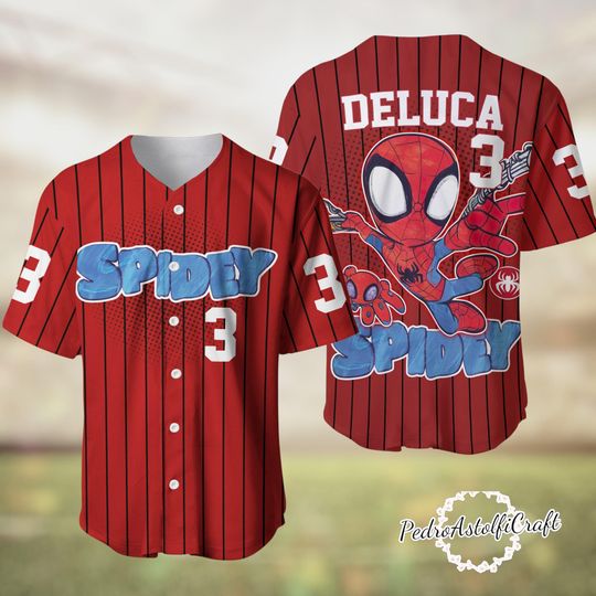 Discover Custom Spider Man Baseball Jersey, Personalized Spidey Jersey With Name Number, Marvel Superhero Shirt