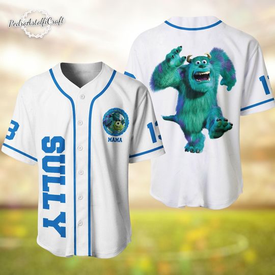 Monsters Inc Sully Baseball Jersey Personalized Name Number, Disney Pixar Sully Jersey Shirt