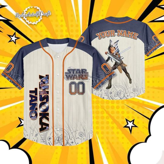 Discover Star Wars Ahsoka Tano Baseball Jersey Custom Name Number, Personalized Adult Youth Kid Star Wars Shirt