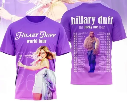 Discover Hilary Duff World Tour 2026 Shirt, The Lucky Me Tour 3D Shirt
