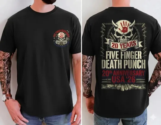 Discover Five Finger Death Punch 20th Anniversary USA Tour 2026 T-shirt