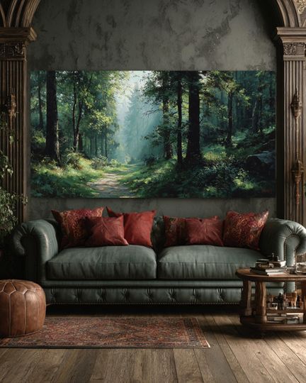 Discover Enchanted Forest Path Oil Painting  Mystical Woodland Canvas Art