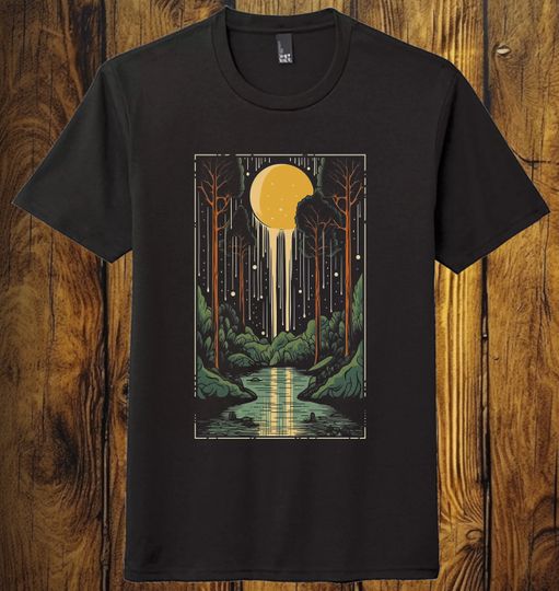 Rain Forest Moon Tarot Card Tshirt Black Unisesex Soft Grapic Shirt