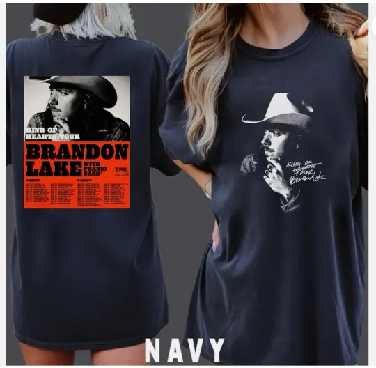 Discover Brandon Lakes KING OF HEARTS TOUR 2025 2026 Double Sided T-Shirt
