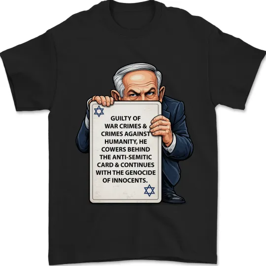 Discover Benjamin Netanyahu T-Shirt Palestine Iran USA Israel Anti War Crime Mens Clothing