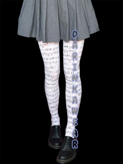 Discover Music Note Tights  Sheet Music Classical Dark Academia Alt Goth Aesthetic Pantyhose