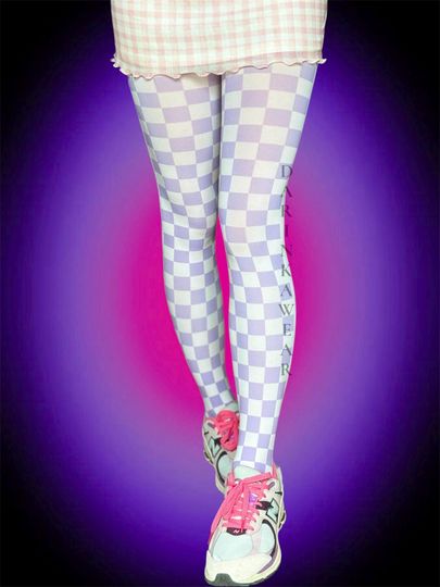 Lavender Checkerboard Tights, Pastel Purple Y2K Aesthetic Pantyhose