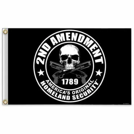 2nd Amendment Skull NRA House Flag, America's Homeland Security 1789