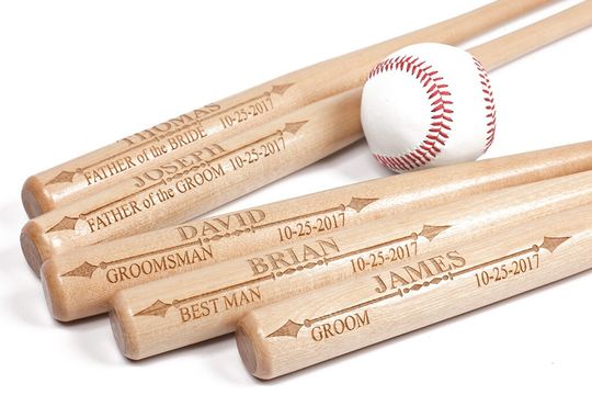 Personalized Mini Baseball Bat, Laser Engraved Wood, Wedding, Groomsman, Gift for Guys, Sports, Baseball Fan, Junior Baseball Wood Bat