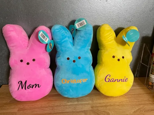 Personalized  Easter Peeps Plush Bunny Basket Filler