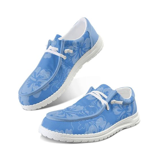 Hawaiian Hibiscus Canvas Loafers, Tropical Island Slip-On Shoes
