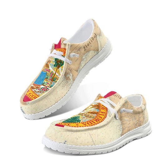 Florida Flag Loafers, Florida State Flag All Over Print Slip-On Shoes