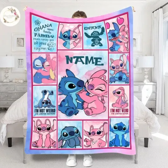 Discover Personalized Cute Stitch Couple Fleece Blanket