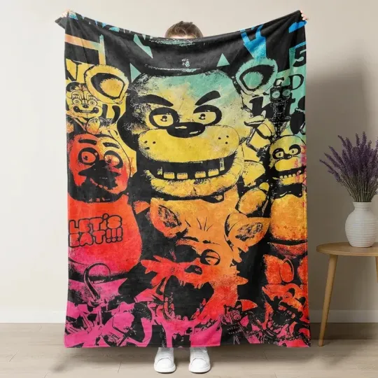 Discover Creepy Animatronic Style Fleece Blanket, Gaming Room Decor Gift