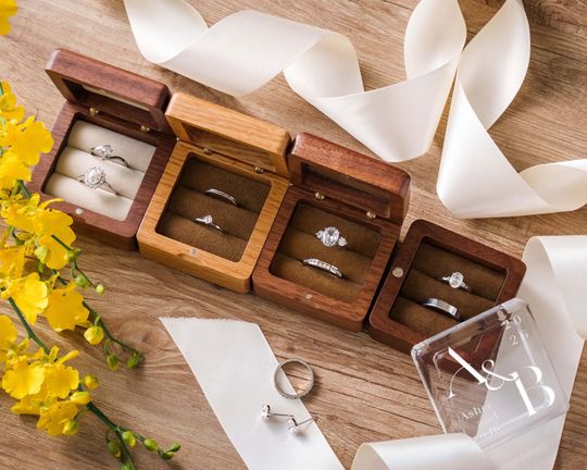 Wedding Ring Box for Ceremony, Proposal Ring Bearer Engagement Ring Case