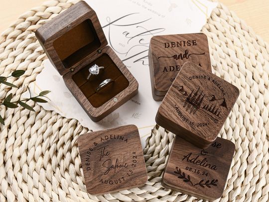 Engraved Wooden Ring Box: Personalized Wedding Proposal