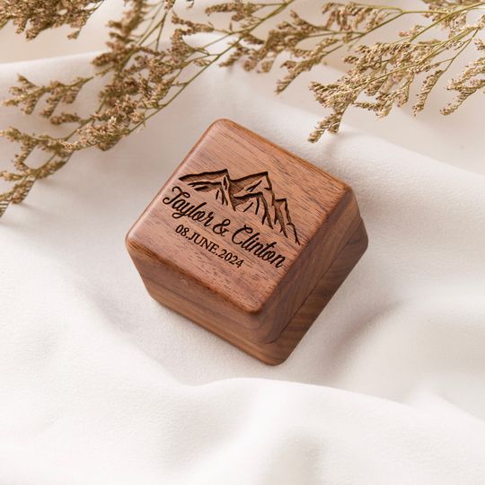 Personalized Wooden Ring Box for Engagement and Wedding Rings
