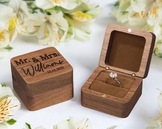 Custom Wooden Ring Box: Wedding Ceremony, Engagement, Ring Bearer