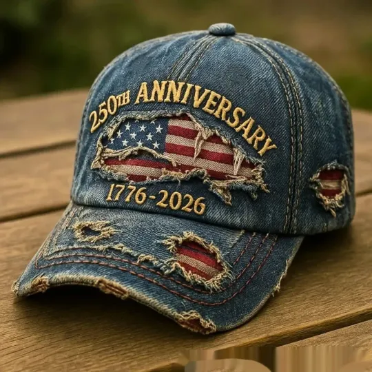 250th US Anniversary Denim Hat 1776–2026 Simulation print Patriotic Baseball Cap