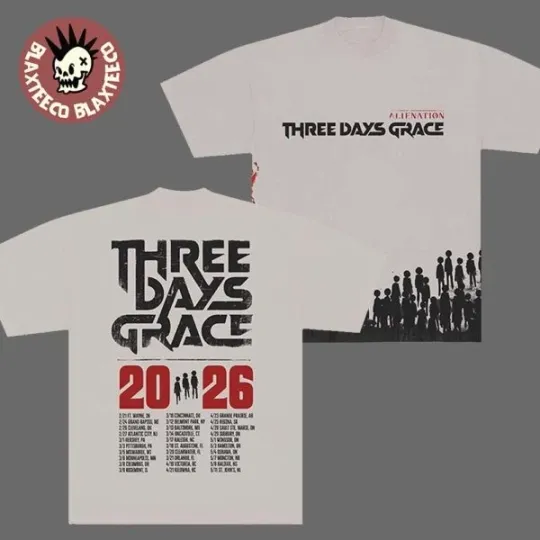 Discover Three Days Grace Alienation 2026 Tour North America Merch All Over Gray 3D Shirt