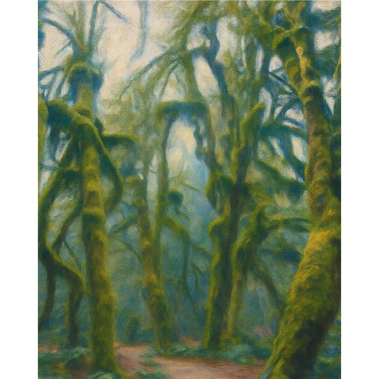 Discover Olympic National Park Canvas Print, Hoh Rainforest Wall Art, Mossy Forest Landscape Painting, Pacific Northwest Nature Decor