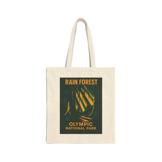 Rain Forest Olympic National Park Tote Bag | Vintage National Park Poster