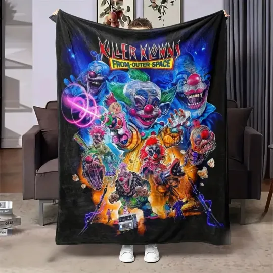 Discover Retro Space Clown Fleece Blanket