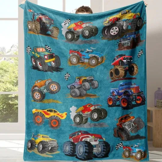 Discover Cartoon Monster Truck Fan Gift Fleece Blanket