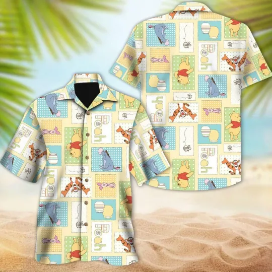 Discover Pooh and Friends Hawaiian Button Down Shirt Unisex