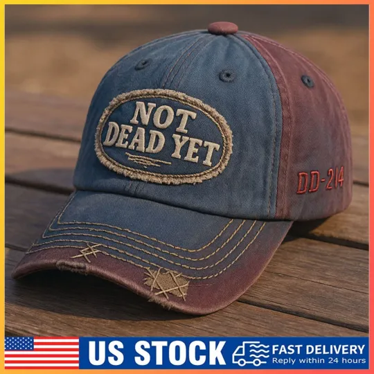 Cotton Distressed Embroidered Cap - NOT DEAD YET & DD-214 Veteran's Baseball HAN