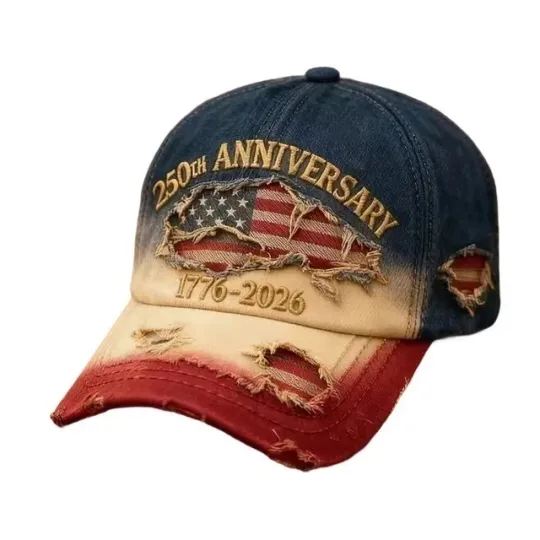 250th US Anniversary Denim Hat 1776–2026 Simulation print Patriotic Baseball Cap