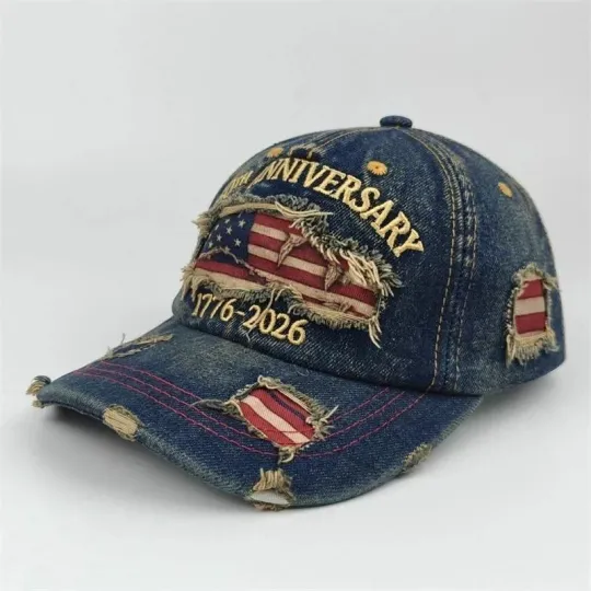 US 250th Anniversary Hat Denim Baseball Cap Patriotic 1776–2026 American