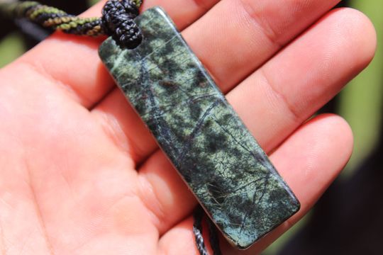 Australian Royal Rhyolite Necklace, Rain-forest Jasper Pendant Necklace,Australian HandMade Tropical cord,ELVEN jewelry, Green Stone Jewelry