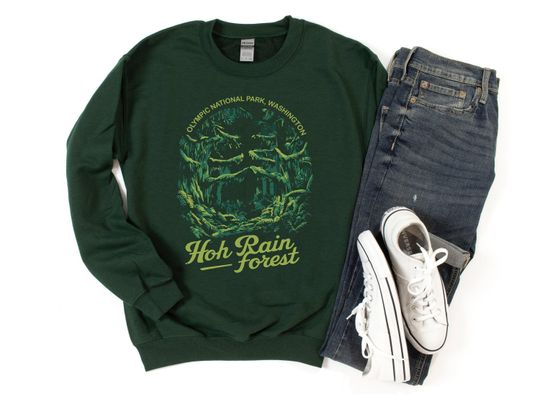 Hoh Rain Forest Sweatshirt Unisex Crewneck, Olympic National Park Sweatshirt, Washington Vacation