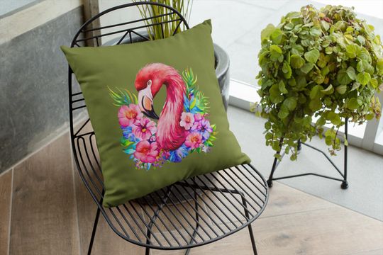 Discover Vibrant Flamingo & Tropical Flowers Design Soft Cotton Pillow Cover