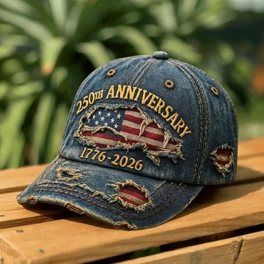 Embroidered 250th Anniversary Baseball Hat, USA Patriotic Cap, 1776 2026 Hat, Embroidered 250 Years Of America Hat