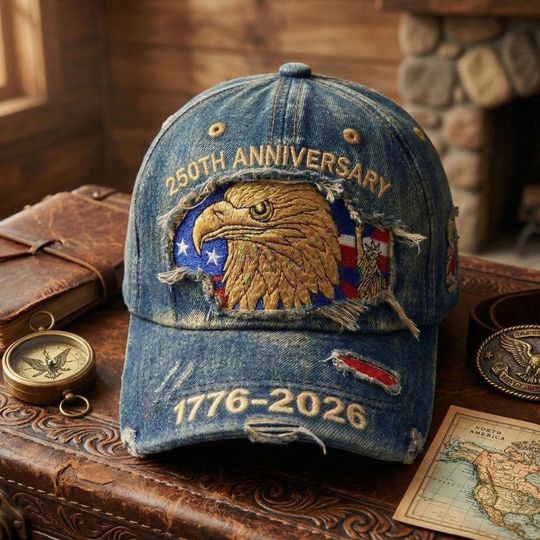 250th Anniversary USA Eagle Hat, 17762026 Patriotic Embroidered Baseball Cap, American Independence Celebration Hat