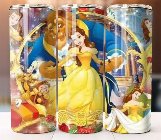 Discover Beauty and Beast Tumbler 20oz with Lid and Straw Stainless Steel for Hot Cold Drinks