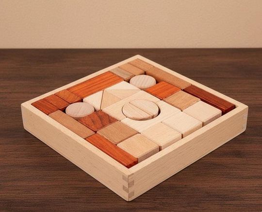 Montessori Wooden Building Blocks Set Natural Toy for Toddlers 1 2 3