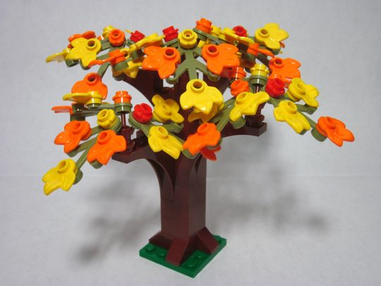 Custom forest tree for LEGO Fall with multicolored plant plates