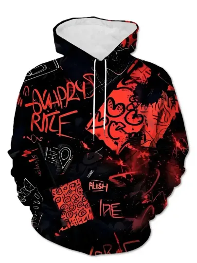 3D Graffiti Letter All Over Print Hoodie for Adults & Youth