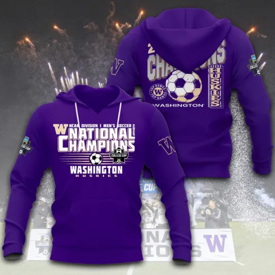 Washington Huskies Men's Soccer 3D Hoodie