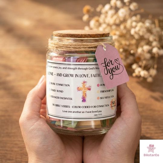 Bible Verse Jar Of Connection, Color Coded Scripture Verses