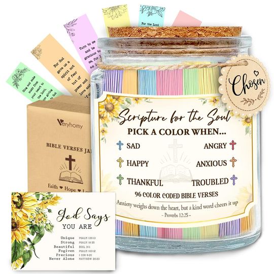 Bible Verse Jar, 96 Scripture Cards, Christian Gift