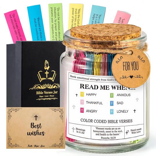 Christian Gift Jar, Bible Verses for emotions and feelings, Encouraging Gift, Christian gift,Hallow Grace Scripture Jar, Birthday,Jesus