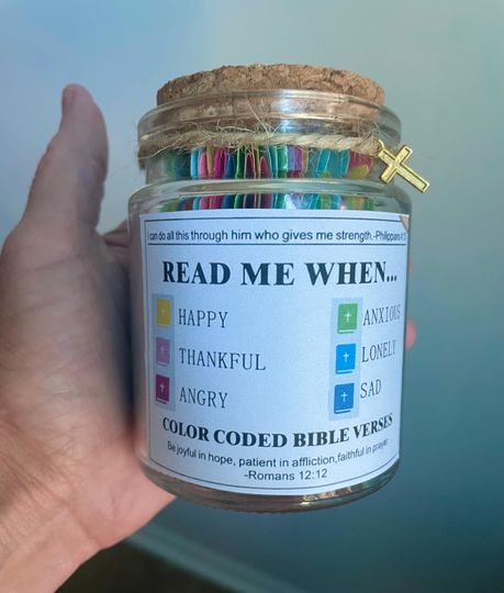Bible Verse Jar Scripture Jar of Encouragement Christian Gift for Women & Men Read-Me-When Faith Jar, Bible Verse Jar