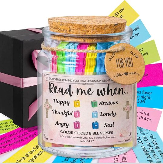 Bible Verse Jar for Daily Inspiration and Encouragement, Read Me When Jar, Christmas Gift