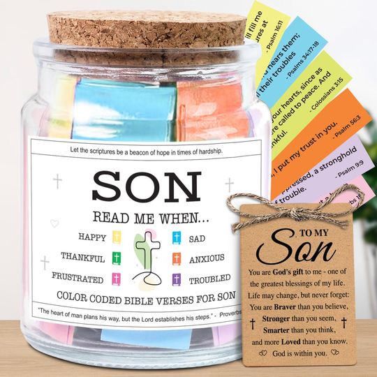 Bible Verse Jar Easter Gift for Son, Teen Boy, Christian Encouragement Gifts, Religious Gift