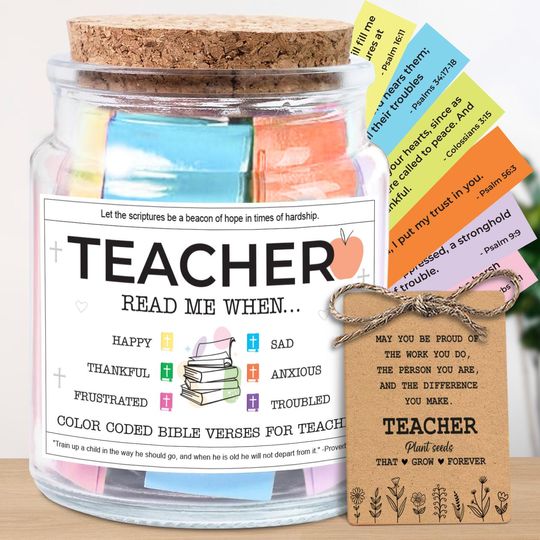 Discover Bible Read Me When Teacher Gift Christian Scripture Jar, Bible Verse Encouragement