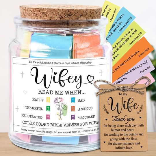 Discover Read Me When Bible Verse Jar for Wife, Christian Encouragement Gift, Valentine Day